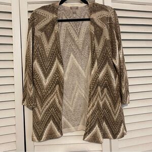 Chico’s size 1/Medium Neutral Chevron Brown Cardigan